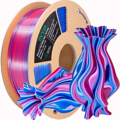 Picture of OVV3D PLA Filament 1.75mm, Silk PLA Dual Color 3D Printer Filament, Blue Red Coextrusion Filament, Color Change Every Inch Filament 3D Printing Materials +/-0.02mm, 1kg/2.2lb