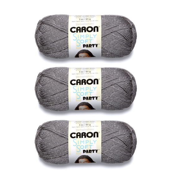 Picture of Caron Simply Soft Party Platinum Sparkle Yarn - 3 Pack of 85g/3oz - Acrylic - 4 Medium (Worsted) - 164 Yards - Knitting/Crochet