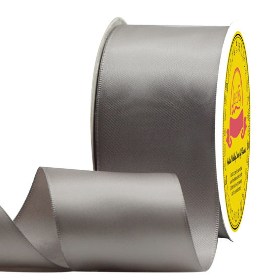 GetUSCart- LEEQE Double Face Silver Satin Ribbon 2 inch X 25 Yards  Polyester Silver Ribbon for Gift Wrapping Very Suitable for Weddings Party  Invitation Decorations and More