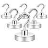 Picture of Neosmuk Magnetic Hooks, Heavy Duty Earth Magnets with Hook for Refrigerator, Extra Strong Cruise Hook for Hanging, Magnetic Hanger for Curtain, Grill(Silvery White,6 Pack)