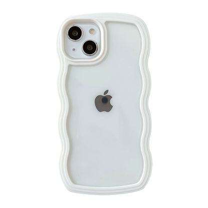 Picture of Caseative Cute Curly Wave Frame Shape Shockproof Soft Compatible with iPhone Case (White,iPhone 11)