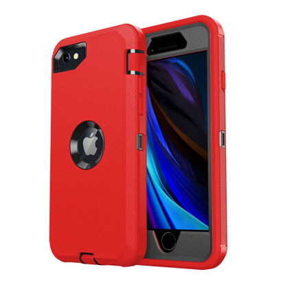 Picture of jaroco for iPhone SE Case 2022/2020,iPhone 8/7 [Shockproof] [Dropproof] [Dust-Proof] [Military Grade Drop Tested] with Non-Slip Removable iPhone SE 2022 Case 4.7 Inch-Red