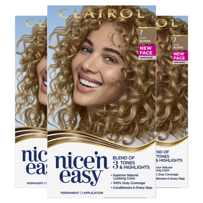 Picture of Clairol Nice'n Easy Permanent Hair Dye, 7 Dark Blonde Hair Color, Pack of 3