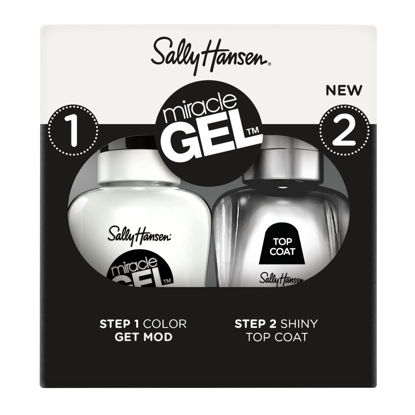 Picture of Sally Hansen Miracle Gel™ Nail Polish, Shade Get Mod with Shiny Top Coat Duo Pack, At Home Gel Nail Polish, Gel Nail Polish, Gel Nail Kit, At Home Gel Nail Kit, Gel Top Coat, No UV Lamp Needed