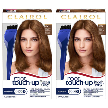 Picture of Clairol Root Touch-Up by Nice'n Easy Permanent Hair Dye, 6WN Light Chocolate Brown Hair Color, Pack of 2