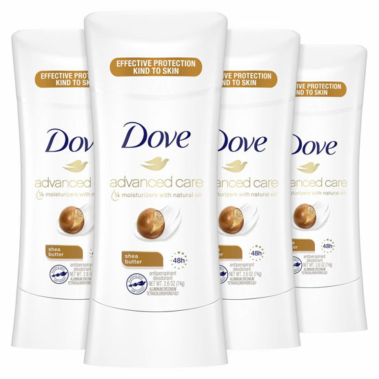 Picture of Dove Antiperspirant Deodorant Stick for 48 Hour Protection And Soft And Comfortable Underarms, Shea Butter, Deodorant for Women, 4 Count, 2.6 Ounce