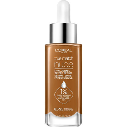 Picture of L’Oréal Paris True Match Nude Hyaluronic Tinted Serum Foundation with 1% Hyaluronic acid, Medium Deep 8.5-9.5, 1 fl. oz.