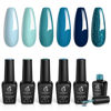 Picture of Beetles Gel Nail Polish Kit Fall Winter Colors - 6 Colors Ice Blue Holiday Gel Polish Set Dark Blue Navy Blue Sparkle Soak Off UV DIY Manicure Gift for Women