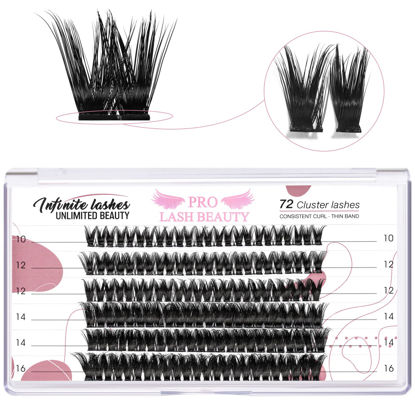 Picture of Cluster Lashes 72 Pcs Lash Clusters 2 in 1 DIY Eyelash Extension Individual Cluster Eyelashes Blush Style Self-Application Fluffy Super Thin Band Reusable Soft & Comfortable(Blush-D-10-16mix)