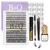 Picture of DIY Lash Extension Kit B&Q 280 PCS Individual Eyelash Extension Kit 0.07D 9-16MIX 30D 40D 50D Cluster Lashes Kit Lash Glue Remover and Applicators for Eyelash Extensions Beginners(Kit-50D-0.07D,9-16MIX)