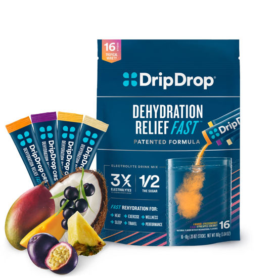 Picture of DripDrop Hydration - Electrolyte Powder Packets - Mango, Acai, Passion Fruit, Pineapple Coconut - 16 Count