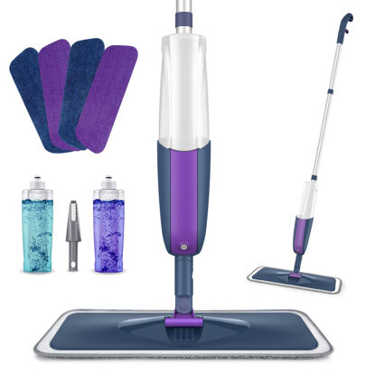 Picture of MEXERRIS Spray Mops Wet Dry Mops for Floor Cleaning Microfiber Hardwood Floor Cleaning Mop with Spray Dust Mops with 2 Refillable Bottle 4 Mop Pads Flat Mops for Laminate Wood Ceramic Floor Cleaning