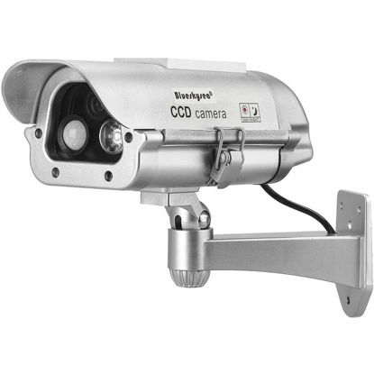 Picture of Fake Security Camera, Dummy Outdoor CCTV Cam with Solar Powered Human Sensor Flash Lights for Home Lane