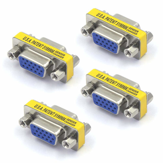 Picture of VCE VGA Female to Female Adapter SVGA Coupler HD15 Mini Gender Changer VGA Cable Extender, 4 Pack