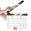 Picture of Professional Movie Directors Clapboard, Photography Studio Video TV Acrylic Clapper Board Dry Erase Film Slate Cut Action Scene Clapper with Color Sticks 9.6x11.7 inch/25x30cm, White