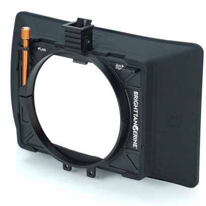 Picture of Bright Tangerine Misfit Atom 4x5.65 and 4x4 Ultra Lightweight 2-Stage Clip-On Matte Box with Detachable Lens Shade, 114mm Clamp Attachment