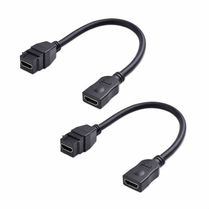 Picture of Cable Matters 2-Pack HDMI Keystone Jack Pigtail Cable in Black - 8 Inches