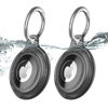 Picture of 2 Pack IPX8 Waterproof AirTag Keychain Holder Case, Lightweight, Anti-Scratch, Easy Installation,Soft Full-Body Shockproof Air Tag Holder for Luggage,Keys, Dog Collar- Black