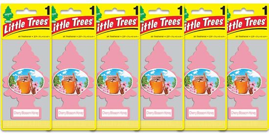 Picture of LITTLE TREES Car Air Freshener | Hanging Paper Tree for Home or Car | Cherry Blossom Honey | 6 Pack