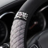 Picture of Bling Soft Leather Steering Wheel Cover, 15 Inch Colorful Rhinestones Auto Elastic Steering Wheel Protector, Sparkly Crystal Diamond for Women Girls, Car Interior Accessories (Gray)