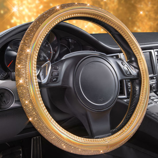 Bling Glitter Diamond Car Steering Wheel Cover Shiny Crystal