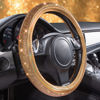 Picture of CAR PASS Rhinestones Diamond Bling PU Leather Steering Wheel Cover, Universal Fit for SUV,Vans,Sedan,Car,Truck 14.5-15inch Golden Crystal Glitter for Women Sparkle Girly Sparkling, Gold Leather