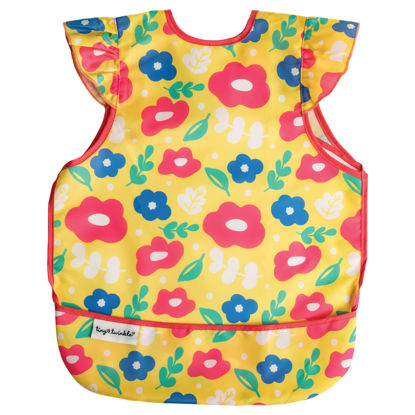 Picture of Tiny Twinkle Mess Proof Baby Bib - Waterproof Baby Apron - Machine Washable - PVC, BPA, & Phthalate Free - Great Travel Bib for Baby Eating - Baby Food Bibs (Yellow Floral, Large 2-4 Years)