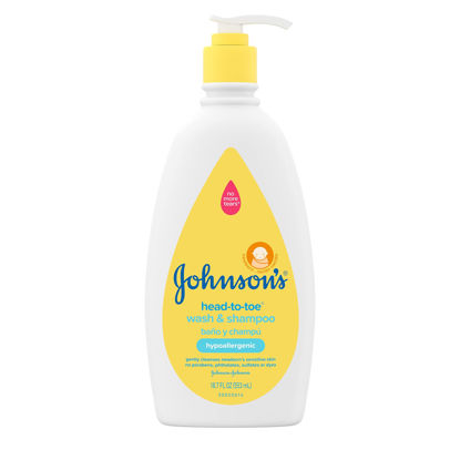 Picture of Johnson's Head-To-Toe Gentle Baby Body Wash & Shampoo, Tear-Free, Sulfate-Free & Hypoallergenic Bath Wash & Shampoo for Baby's Sensitive Skin & Hair, Washes Away 99.9% Of Germs, 18 Fl. Oz