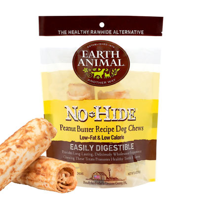 Picture of EARTH ANIMAL No Hide Small Peanut Butter Flavored Natural Rawhide Free Dog Chews Long Lasting Dog Chews | Dog Treats for Small Dogs | Great Dog Chews for Aggressive Chewers