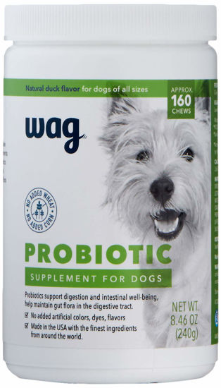 Picture of Amazon Brand - Wag Probiotic Supplement Chews for Dogs, Natural Duck Flavor, 160 count