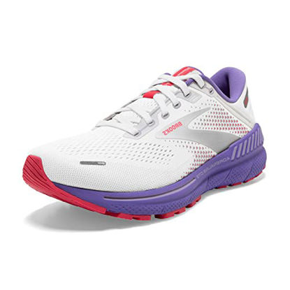 Picture of Brooks Women's Adrenaline GTS 22 Supportive Running Shoe - White/Coral/Purple - 9.5 Medium