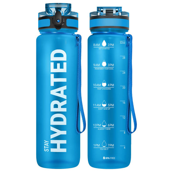 Sports Motivational Drinking Water Bottle With Time Marker 32 Oz BPA Free