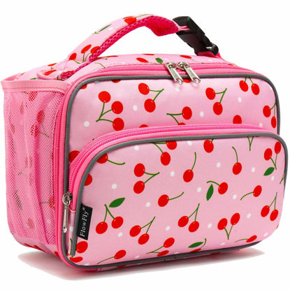Picture of FlowFly Kids Lunch box Insulated Soft Bag Mini Cooler Back to School Thermal Meal Tote Kit for Girls, Boys,Cherry
