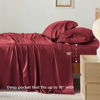 Picture of Bedsure Cooling Sheets Set, Rayon Made from Bamboo, King Size Sheets, Deep Pocket Up to 16", Hotel Luxury Silky Soft Breathable Bedding Sheets & Pillowcases, Burgundy