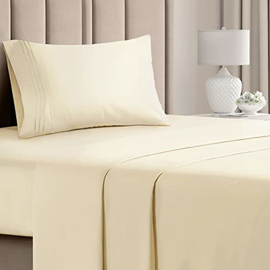 Picture of Twin Size Sheet Set - Breathable & Cooling Sheets - Hotel Luxury Bed Sheets - Extra Soft - Deep Pockets - Easy Fit - 3 Piece Set - Wrinkle Free - Comfy - Off White Bed Sheets - Twins Sheets - 3 PC