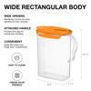 Picture of LocknLock Aqua Fridge Door Water Jug with Handle BPA Free Plastic Pitcher with Flip Top Lid Perfect for Making Teas and Juices, 3 Quarts, Orange