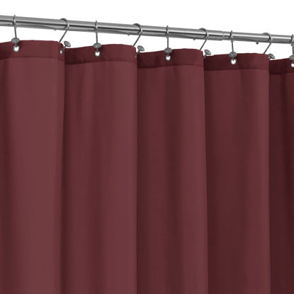 Picture of ALYVIA SPRING Burgundy Red Fabric Shower Curtain Liner Waterproof - Soft Hotel Quality Cloth Shower Liner with 3 Magnets, Light-Weight & Machine Washable - Standard Size 72x72, Burgundy