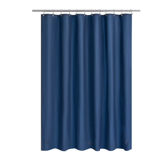 Picture of Navy Shower Curtain Liner - Premium PEVA Shower Liner for Bathroom, BPA & PVC Free, No Chemical Smell, Lightweight Standard Size Shower Curtain with 3 Magnets, Metal Grommets - Navy Blue