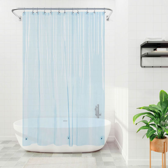 Picture of Shower Curtain Liner - Premium Clear Light Blue PEVA Shower Liner with 3 Magnets and Metal Grommets, Waterproof Lightweight Standard Size Shower Curtains for Bathroom - Translucent Light Blue