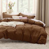 Picture of Bedsure Brown Duvet Cover Queen Size - Soft Prewashed Queen Duvet Cover Set, 3 Pieces, 1 Duvet Cover 90x90 Inches with Zipper Closure and 2 Pillow Shams, Comforter Not Included