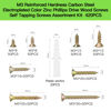 Picture of M3 Flat Head Wood Screws Assortment Fasteners Kit 420pcs,Phillips Drive Countersunk Head Self-Tapping Screws,Yellow Zinc Plated Finish,Contains 20pcs M6 Screw Anchors