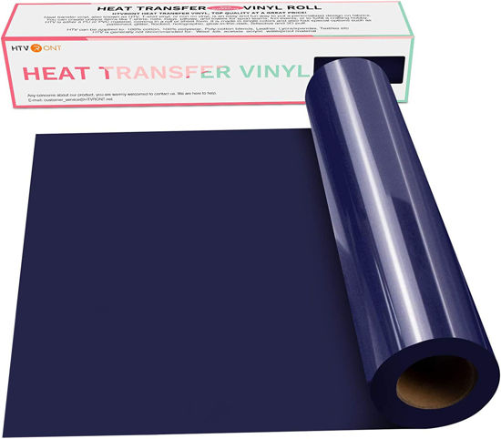 Picture of HTVRONT HTV Vinyl Rolls Heat Transfer Vinyl - 12" x 15ft Dark Blue HTV Vinyl for Shirts, Iron on Vinyl for Cricut & Cameo - Easy to Cut & Weed for DIY Heat Vinyl Design (Dark Blue)