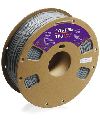 Picture of OVERTURE TPU Filament 1.75mm Flexible TPU Roll, Soft 3D Printer Consumables, 1kg Spool (2.2 lbs), Dimensional Accuracy +/- 0.03 mm (TPU Gray)