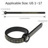 Picture of Ring Sizer 1-17 REIDEA Measuring Tool with Magnified Glass, Reusable Finger Size Gauge Jewelry Sizing Tool USA Rings Size (Black Sizer Gold Scale)