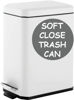 Picture of Homie Soft Close, Slim Trash Can 14L with Anti - Bag Slip Liner and Lid, Use as Mini Garbage Basket, Slim Dust Bin, or Decor in Bathroom, Restroom, Kitchen, or Bedroom (14L / 3.6 Gallon, Shiny White)