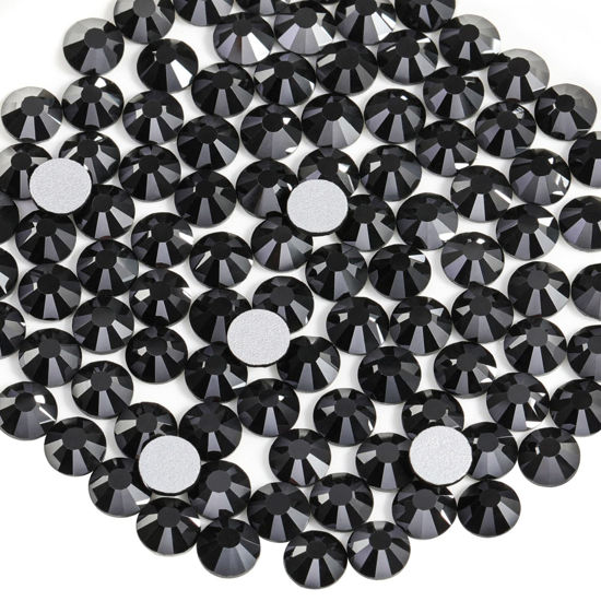 Picture of Beadsland 1440pcs Flat Back Crystal Rhinestones Round Gems for Nail Art and Craft Glue Fix, Jet Hematite,SS20,4.6-4.8mm