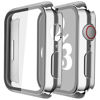 Picture of Misxi 2 Pack Hard PC Case with Tempered Glass Screen Protector Compatible with Apple Watch Series 8 Series 7 41mm, Ultra-Thin Overall Protective Cover for iWatch S8/S7, 1 Silver + 1 Transparent