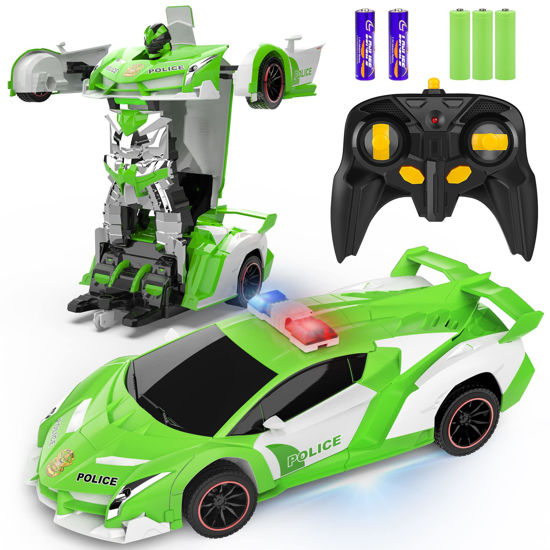 Picture of FDJ Remote Control Car - Transform RC Cars, 2.4Ghz 1:18 Scale Transforming RC Drift Car with Flashing Lights, One Key Deformation 360 Degree Rotating Drifting Remote Control Car for Boys Age 4-7 8-12