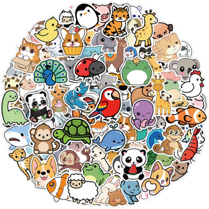 Picture of Benresive 100 Pcs Cute Animal Stickers for Kids, Water Bottle Stickers Waterproof Vinyl Hydroflask Phone Skateboard Laptop Stickers, Aesthetic Sticker Packs for Girls Teens