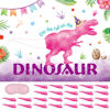 Picture of WERNNSAI Pin The Tail on The Dinosaur Game - Dino Theme Party Games for Girls Kids 21" x 28 " Dinosaur Poster 24 Pcs Pink Tails Watercolor Dinosaur Birthday Party Supplies